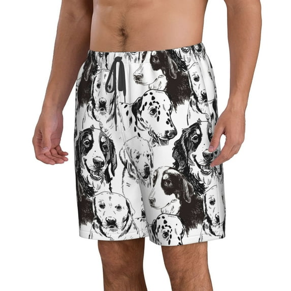 Uemuo Labrador Retriever Dog Pattern Men's Swim Trunks Hawaiian Beach Bathing Suit Swimsuits Beach Quick-Dry Shorts with Pockets-Medium