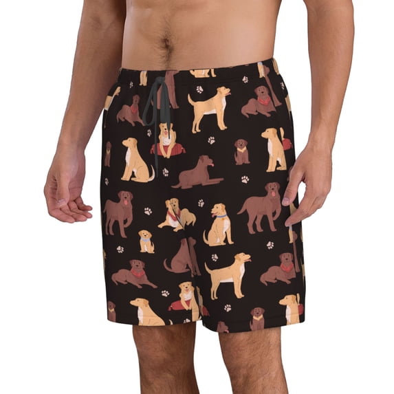 Uemuo Labrador Retriever Dog Pattern Men's Swim Trunks Hawaiian Beach Bathing Suit Swimsuits Beach Quick-Dry Shorts with Pockets-