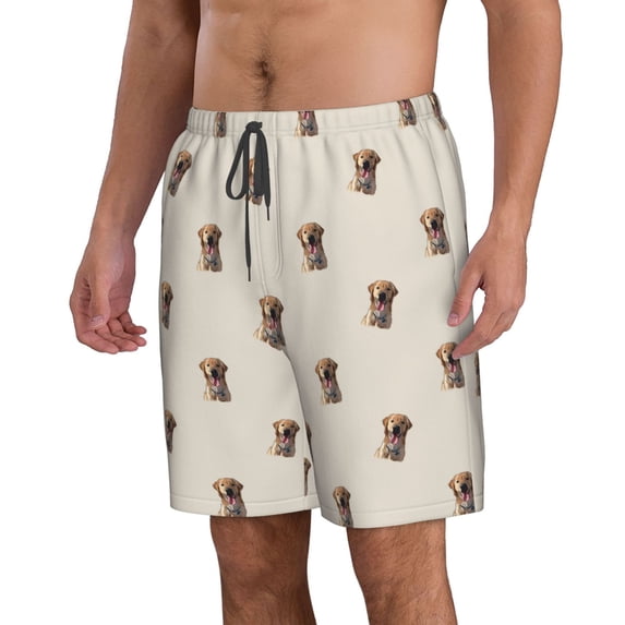 Uemuo Labrador Retriever Dog Pattern Men's Swim Trunks Hawaiian Beach Bathing Suit Swimsuits Beach Quick-Dry Shorts with Pockets-XX-Large