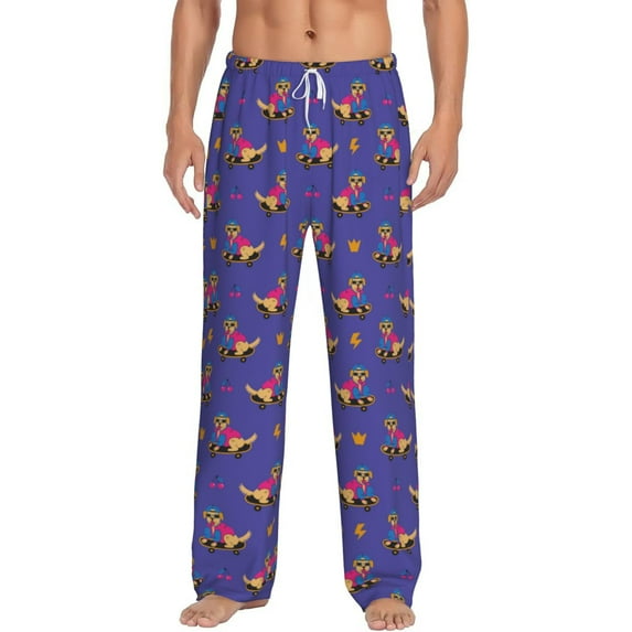 Uemuo Labrador Retriever Dog Pattern Men's Wide Leg Palazzo Lounge Pants with Pockets Light Weight Loose Comfy Casual Pajama Pants-Small