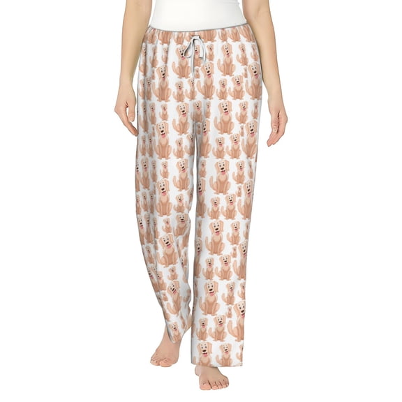 Uemuo Labrador Retriever Dog Pattern Women's Wide Leg Palazzo Lounge Pants with Pockets Light Weight Loose Comfy Casual Pajama Pants-Medium