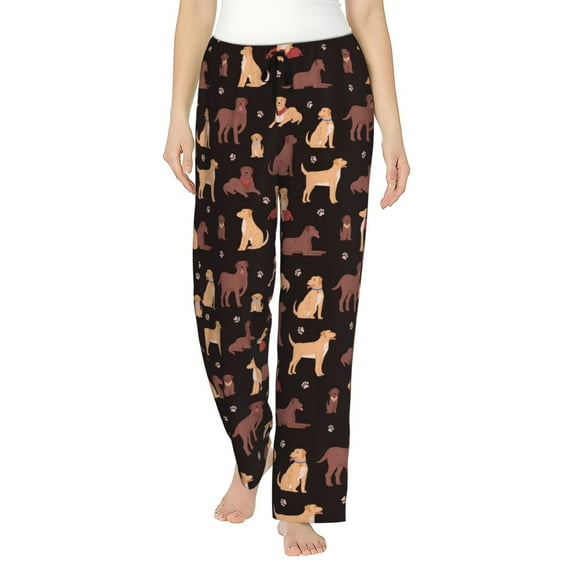 Uemuo Labrador Retriever Dog Pattern Women's Wide Leg Palazzo Lounge Pants with Pockets Light Weight Loose Comfy Casual Pajama Pants-XX-Large