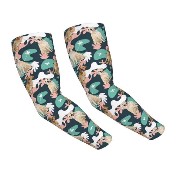 Uemuo Labrador Retriever Dog Printed Arm Sleeves, Cooling UV Sun Protection Sports Compression for Men/Women
