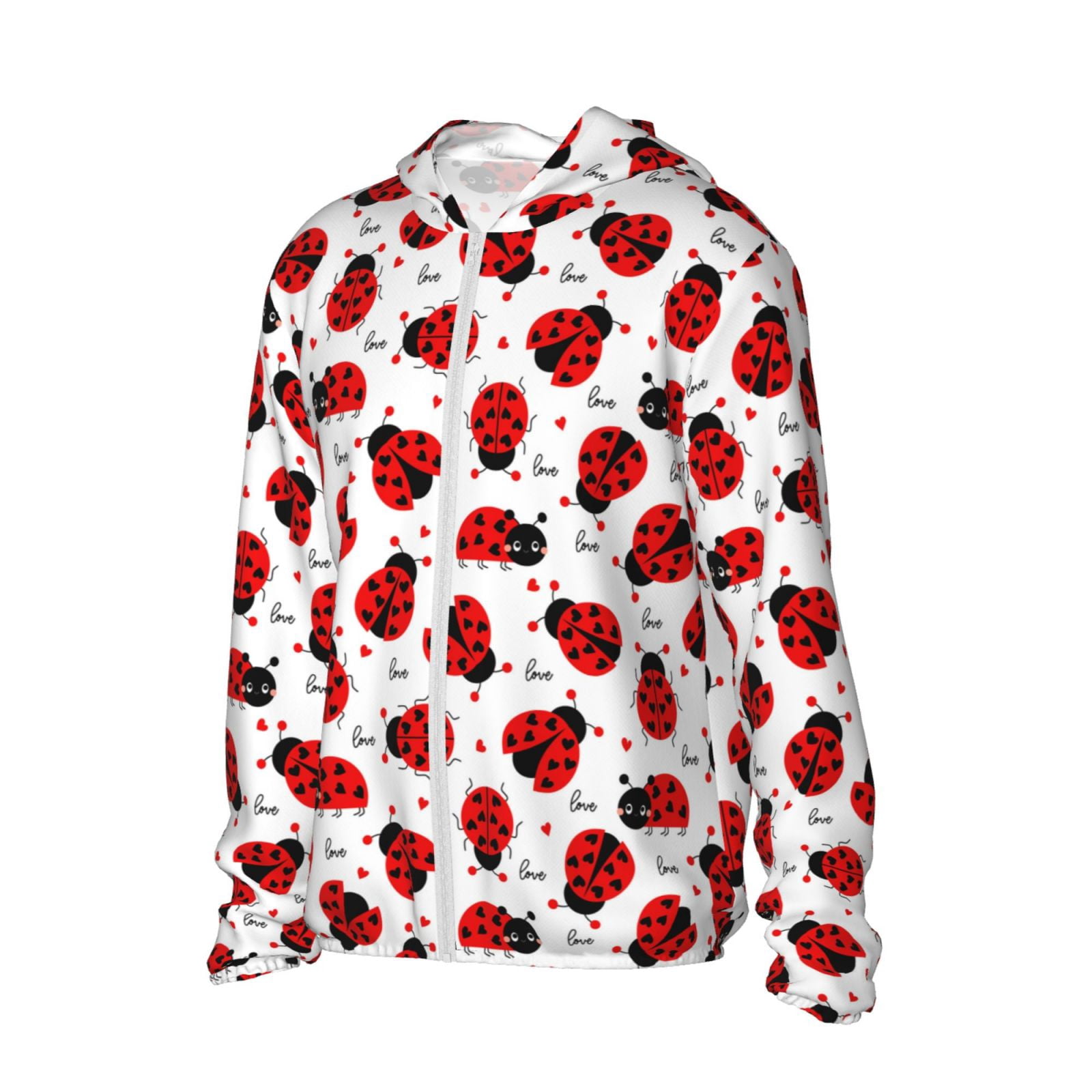Ladybug Pattern Jacket Uemuo Ladybug And Heart Pattern Women's Full Zip UPF 50+ Sun Protection ...