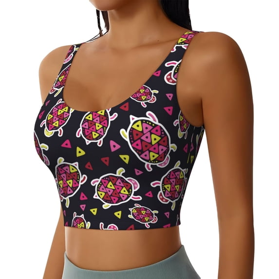 Uemuo Ladybug Pattern Women's Sports Bra - High Impact Support, Breathable, and Comfortable Athletic Bra for Running, Yoga, and Workouts