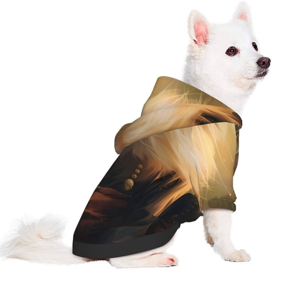 Uemuo Lakeside Flower Field Cat for Winter Dog Hoodie Sweatshirts with Pockets Warm Dog Clothes for Small Dogs Chihuahua-Medium