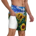 thumbnail image 1 of Uemuo Landscape With Sunflowers Pattern Mens Swim Trunks Quick Dry Board Shorts with Mesh Lining, Stretch Beach Shorts Quick Dry No-Chafing Board Shorts-3X-Large, 1 of 9