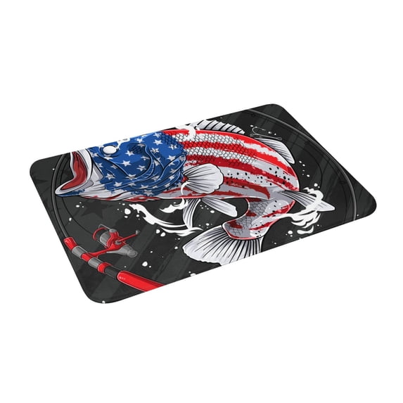 Uemuo Largemouth Bass Fish in USA Printed Door Mat Indoor Doormat 16"x24",Front Back Door Mats Non Slip Entrance Rugs,Inside Doormats for Entryway