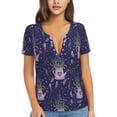 thumbnail image 1 of Uemuo Lavender Flowers Drawing Women's Deep V-Neck Low Cut Tops - Casual Loose Fit with Stainless Steel Loop, Soft, Breathable, Perfect for Office, Travel, and Daily Wear-Small, 1 of 5