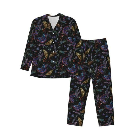 Uemuo Lavender Flowers Pattern 2-Piece Loungewear Set - Men’s Soft Sleepwear, Cozy Winter PJs, Comfy Sleep Set-XX-Large