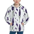 thumbnail image 1 of Uemuo Lavender Flowers Pattern Hooded Sweatshirt for Youth Pullover with Kangaroo Pocket Trendy youth sweatshirt Casual Hoodie for Boys and Girls-Medium, 1 of 6