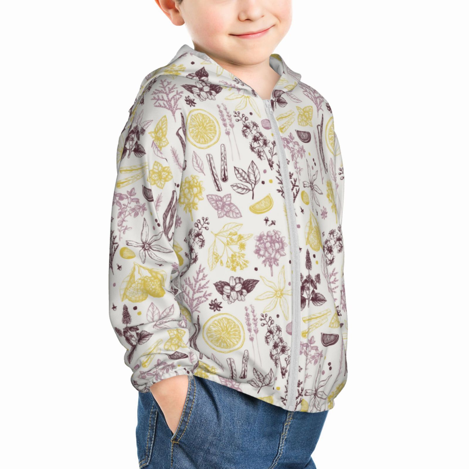 Uemuo Lavender Flowers Pattern Rash Guard for Boys Girls Long Sleeve