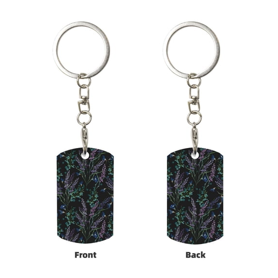 Uemuo Lavender Flowers Pattern Rectangular Metal Keychain - Durable, Stylish, and Personalized Key Ring for Men and Women,Engraved Keychain,Gift Slim Sturdy Keychain