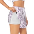thumbnail image 1 of Uemuo Lavender Flowers Pattern Women's Athletic Shorts High Waisted Running Shorts with Liner Pockets Gym Elastic Workout Shorts-X-Large, 1 of 9