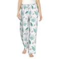 thumbnail image 1 of Uemuo Leaf Print Green Pattern Women's Wide Leg Palazzo Lounge Pants with Pockets Light Weight Loose Comfy Casual Pajama Pants-XX-Large, 1 of 9
