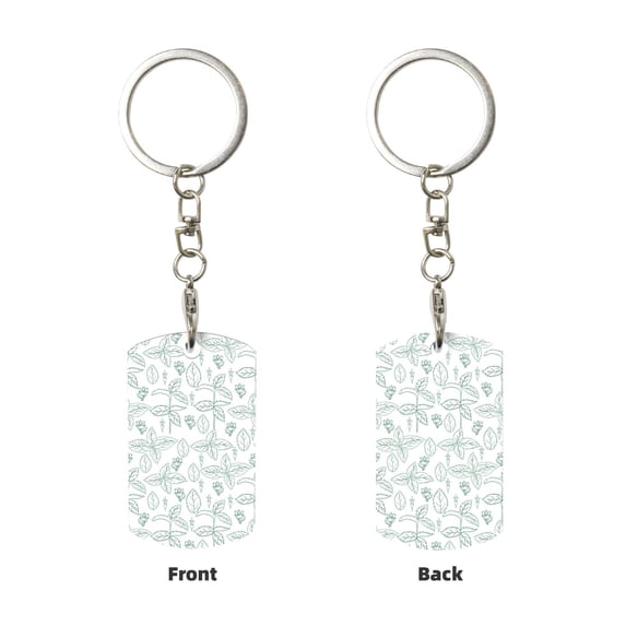 Uemuo Leaf Print Pattern Rectangular Metal Keychain - Durable, Stylish, and Personalized Key Ring for Men and Women,Engraved Keychain,Gift Slim Sturdy Keychain