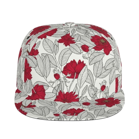Uemuo Leaves And Anemone Pattern Women's Baseball Cap,Straight Brim Hat,Golf Dad Hat,Travel Hat,Sun Protection Cap,Everyday Accessory