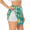 thumbnail image 1 of Uemuo Lemon Blue Pattern Women's Athletic Shorts High Waisted Running Shorts with Liner Pockets Gym Elastic Workout Shorts-Medium, 1 of 9