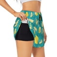 thumbnail image 1 of Uemuo Lemon Blue Pattern Women's Athletic Shorts High Waisted Running Shorts with Liner Pockets Gym Elastic Workout Shorts-X-Large, 1 of 9