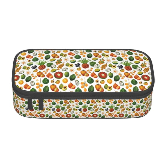 Uemuo Lemon Fruits Vegetables Printed Large Pencil Case, Big Capacity Pencil Pouch Stationery Pen Bag, Storage High Capacity Bag Pouch Holder Box Organizer, Marker Pen Case