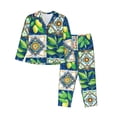 thumbnail image 1 of Uemuo Lemon and Leaves Pattern Womens Pajama Sets,PJ Set for Women,Pajamas for Women Logo,Long Sleeve Pajama Set for Women,Soft Long Sleeve Top With Pants-Small, 1 of 9