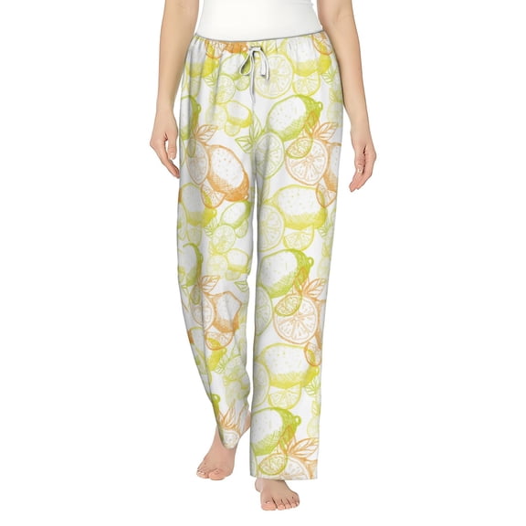 Uemuo Lemon Potatoes Pattern Women's Wide Leg Palazzo Lounge Pants with Pockets Light Weight Loose Comfy Casual Pajama Pants-Large