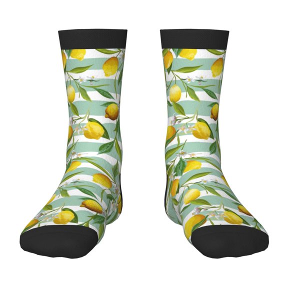 Uemuo Lemon Printed Kids Boys Socks Seamless Crew Socks Crazy Funny Athletic Sport Socks for Children