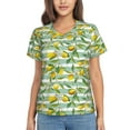 thumbnail image 1 of Uemuo Lemon Printed Women's Classic V-Neck T-Shirt - Soft, Breathable, Moisture-Wicking, Perfect for Casual, Office, Travel, and Everyday Wear-X-Large, 1 of 5