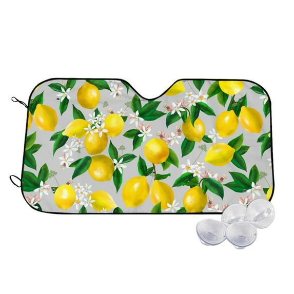 Uemuo Lemon Seamless Pattern Oil Painting Effect Pattern Accordion Car Windshield Sun Shade, Foldable Reflective Sun Visor for Car, Reflector Windshield Sunshade-Small