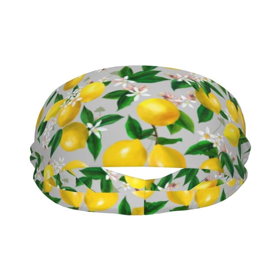 Uemuo Lemon1 Printed Sports Headbands for Men Women,Moisture Wicking Workout Headband, Sweatband Headbands,Non-slip Workout Gym Yoga Headband
