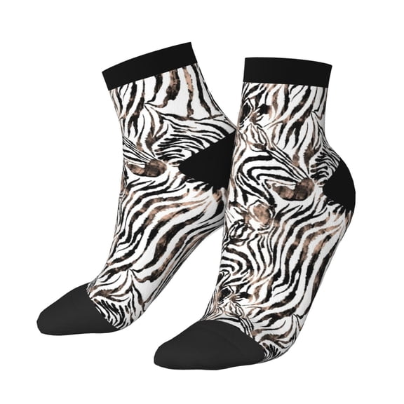 Uemuo Leopard And Zebra Printed Crew Socks, Moisture-Wicking Socks, Athletic Socks for Men Breathable Cushion Socks Casual Sport Socks for Running Traveling