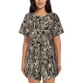 thumbnail image 1 of Uemuo Leopard And Zebra1 Pattern Women's Short-Sleeved Pajama, Button-Front Loungewear, 2-Piece Summer Sleepwear, Elastic Drawstring Shorts-4X-Large, 1 of 7