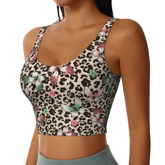 Uemuo Leopard Dots Pattern Women's Sports Bra - High Impact Support, Breathable, and Comfortable Athletic Bra for Running, Yoga, and Workouts
