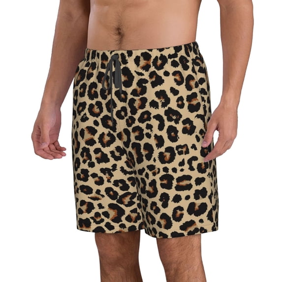 Uemuo Leopard Print-1 Pattern Men's Swim Trunks Hawaiian Beach Bathing Suit Swimsuits Beach Quick-Dry Shorts with Pockets-3X-Large