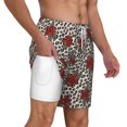 thumbnail image 1 of Uemuo Leopard Print Rose Pattern Mens Swim Trunks Quick Dry Board Shorts with Mesh Lining, Stretch Beach Shorts Quick Dry No-Chafing Board Shorts-X-Large, 1 of 9