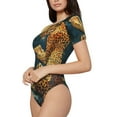 thumbnail image 1 of Uemuo Leopard Reading Tarot Cards Pattern Women's One Piece Short Sleeve Swimsuit Rash Guard Surfing Modest Quick-drying Swimsuit Beach Essentials-XX-Large, 1 of 9