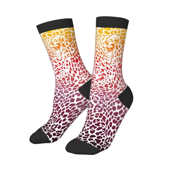 Uemuo Leopard Skins And Heads Printed Kids Boys Socks Seamless Crew Socks Crazy Funny Athletic Sport Socks for Children