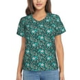 thumbnail image 1 of Uemuo Lephants in the Jungle Printed Women's Classic V-Neck T-Shirt - Soft, Breathable, Moisture-Wicking, Perfect for Casual, Office, Travel, and Everyday Wear-X-Large, 1 of 5