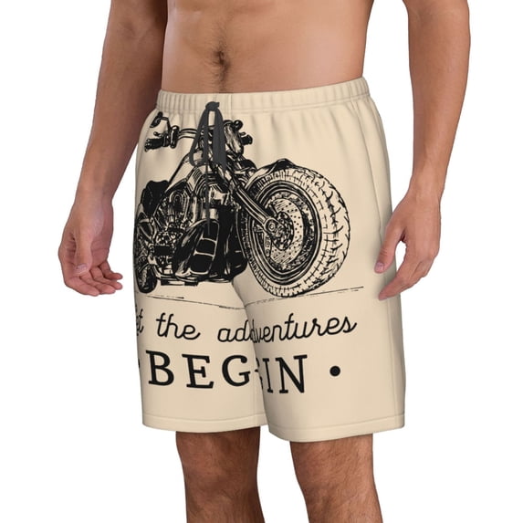 Uemuo Let The Adventure Begin Pattern Men's Swim Trunks Hawaiian Beach Bathing Suit Swimsuits Beach Quick-Dry Shorts with Pockets-Small