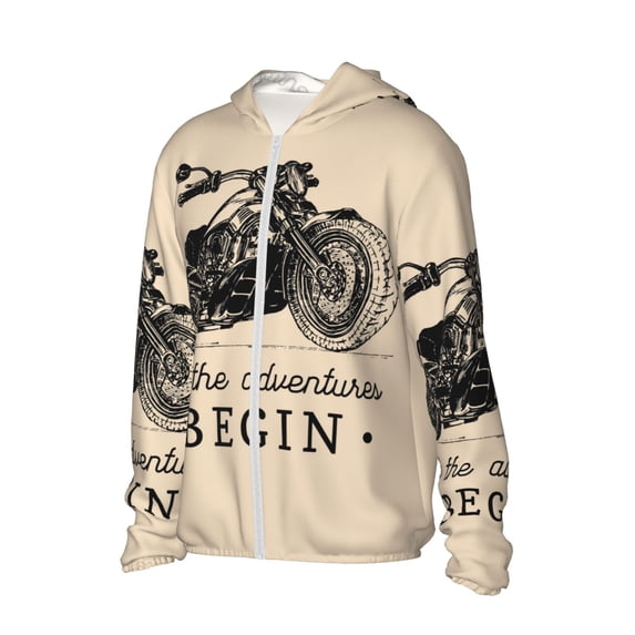 Uemuo Let The Adventure Begin Pattern Women's Full Zip UPF 50+ Sun Protection Hoodie Jacket Long Sleeve Sun Shirt Hiking Outdoor Performance with Pockets-Large