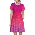 thumbnail image 1 of Uemuo Light Purple Glitter Print Womens Summer Dress Casual Swing Short Sleeve Sundresses Beach A-line Shift Dress, 1 of 6