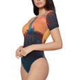 thumbnail image 1 of Uemuo Lighthouse At Sunset Coast Pattern Women's One Piece Short Sleeve Swimsuit Rash Guard Surfing Modest Quick-drying Swimsuit Beach Essentials-XX-Large, 1 of 9