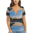 thumbnail image 1 of Uemuo Lighthouse Drawing Women's Deep V-Neck Low Cut Tops - Casual Loose Fit with Stainless Steel Loop, Soft, Breathable, Perfect for Office, Travel, and Daily Wear-Medium, 1 of 5