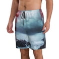 thumbnail image 1 of Uemuo Lighthouse in a Stormy Sea Pattern Men's Swim Trunks Hawaiian Beach Bathing Suit Swimsuits Beach Quick-Dry Shorts with Pockets-XX-Large, 1 of 9