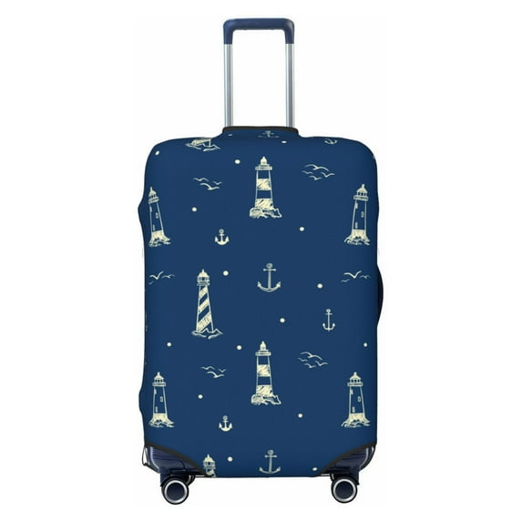 Uemuo Lighthouses and Anchors Printed Washable Luggage Cover - Fashion Suitcase Protector Fits 18-32 Inch Luggage -X-Large