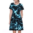 thumbnail image 1 of Uemuo Lightning Print Womens Summer Dress Casual Swing Short Sleeve Sundresses Beach A-line Shift Dress, 1 of 6