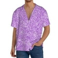 thumbnail image 1 of Uemuo Lilac Glittering Pattern Cotton Linen Short Sleeve Shirts,Casual Lightweight Button Down Shirts,Vacation Beach Summer Tops-3X-Large, 1 of 7