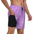 thumbnail image 1 of Uemuo Lilac Glittering Pattern Mens Swim Trunks Quick Dry Board Shorts with Mesh Lining, Stretch Beach Shorts Quick Dry No-Chafing Board Shorts-X-Large, 1 of 9