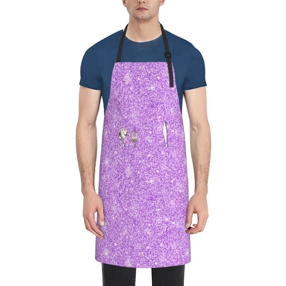 Uemuo Lilac Glittering Pattern Waterproof Apron Adjustable Dishwasher Apron- Apron for Women Men Heavy Duty Work Apron for Dishwashing Chemical Lab