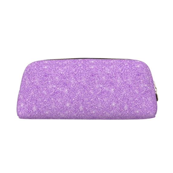 Uemuo Lilac Glittering Printed Leather Pencil Case, Pencil Pouch, Portable Pencil Bag, Pen Case for& Office